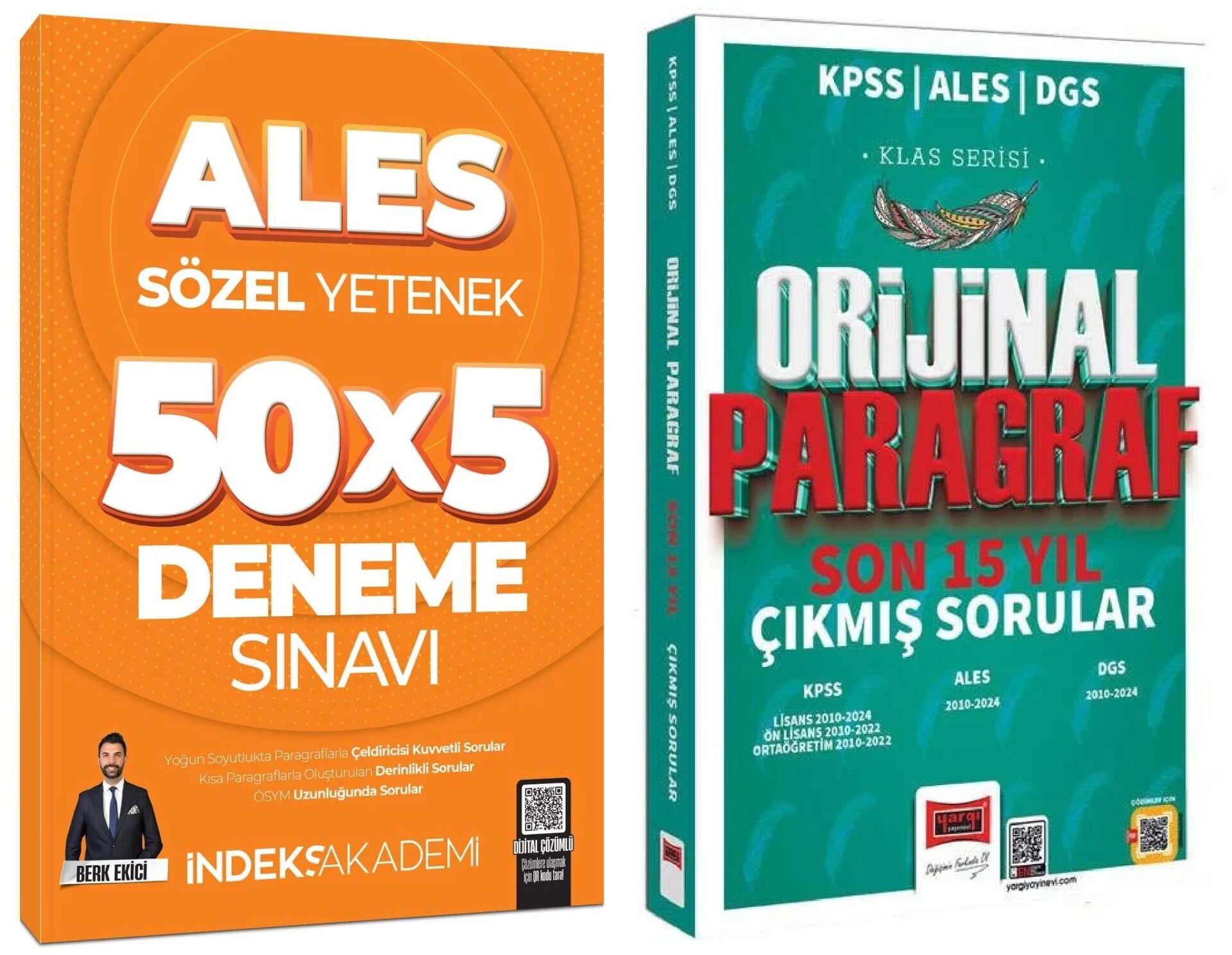 Yargı + İndeks 2025 ALES Paragraf Orijinal Çıkmış Sorular Son 15 Yıl + 5 Deneme 2 li Set Yargı + İndeks Akademi Yayınları