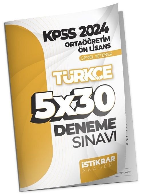 İstikrar Akademi 2024 KPSS Lise Ortaöğretim Ön Lisans Türkçe 5x30 Deneme İstikrar Akademi