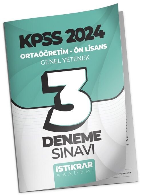 İstikrar Akademi 2024 KPSS Lise Ortaöğretim Ön Lisans Genel Yetenek 3 Deneme İstikrar Akademi