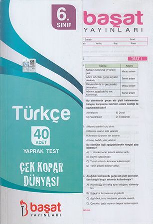 Başat 6. Sınıf Türkçe 40 Yaprak Test Başat Yayınları