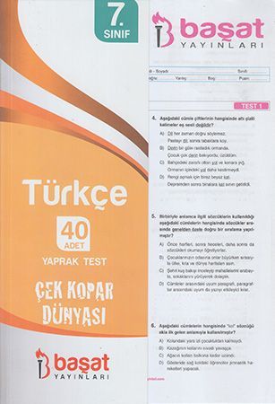 Başat 7. Sınıf Türkçe 40 Yaprak Test Başat Yayınları