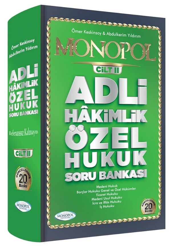 Monopol Adli Hakimlik Özel Hukuk Soru Bankası Cilt-2 20. Baskı Monopol Yayınları