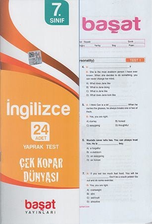 Başat 7. Sınıf İngilizce 24 Yaprak Test Başat Yayınları