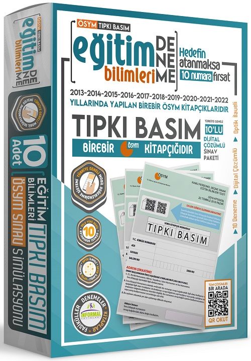 İnformal KPSS Eğitim Bilimleri Son 10 Yıl Tıpkı Basım 10 lu Türkiye Geneli Deneme Dijital Çözümlü İnformal Yayınları