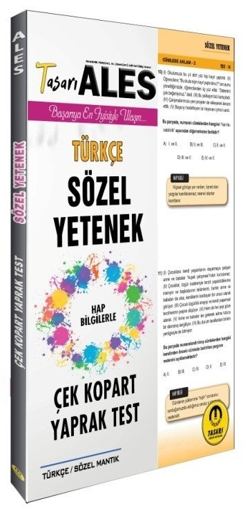 SÜPER FİYAT - Tasarı 2020 ALES Türkçe Sözel Yetenek Yaprak Test Çek Kopart Tasarı Yayınları