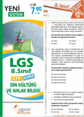 SÜPER FİYAT - Eğitim Dünyası 8. Sınıf LGS TC Din Kültürü ve Ahlak Bilgisi Yaprak Test Çek Kopar Eğitim Dünyası Yayınları