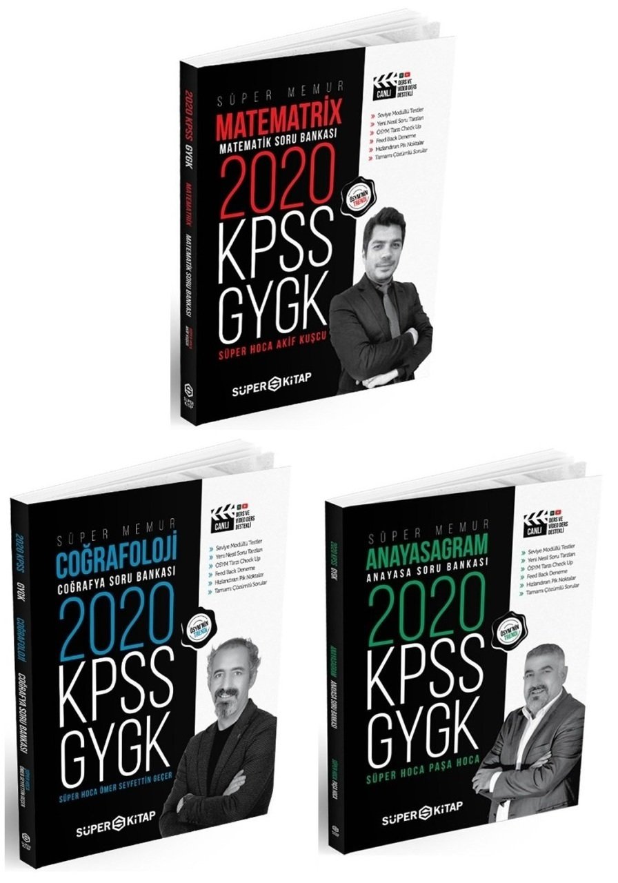 SÜPER FİYAT - Süper Kitap KPSS Matematik+Coğrafya+Anayasa Vatandaşlık Soru 3 lü Set Süper Kitap Yayınları