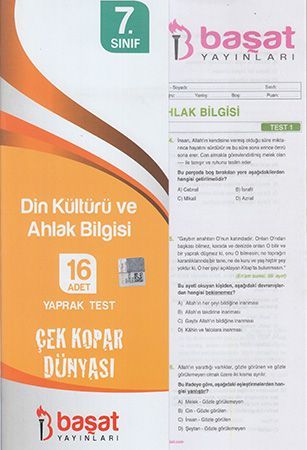 Başat 7. Sınıf Din Kültürü ve Ahlak Bilgisi 16 Yaprak Test Başat Yayınları