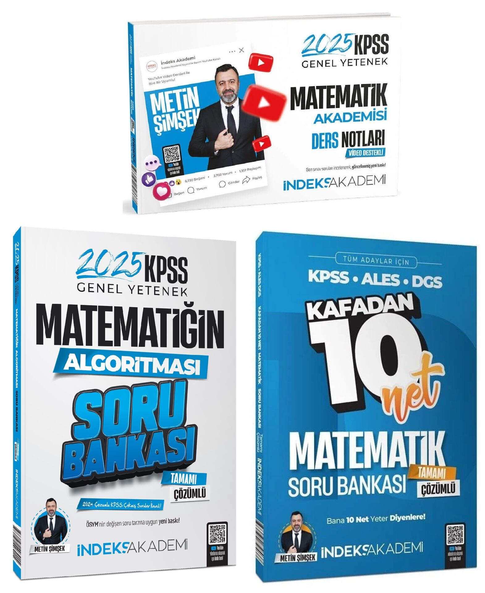 İndeks Akademi 2025 KPSS Matematik Akademisi Video Ders Notları + Soru Bankası 3 lü Set - Metin Şimşek İndeks Akademi Yayıncılık