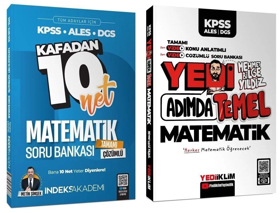 Yediiklim + İndeks 2025 KPSS DGS ALES 7 Yedi Adımda Temel Matematik Konu Anlatımlı Soru Bankası 2 li Set - Mehmet Bilge Yıldız Yediiklim Yayınları