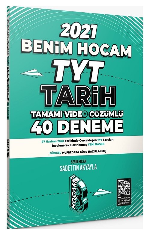 Benim Hocam 2021 YKS TYT Tarih 40 Deneme - Sadettin Akyayla Benim Hocam Yayınları