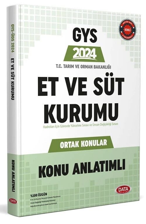 Data 2024 GYS Tarım ve Orman Bakanlığı Et ve Süt Kurumu Ortak Konular Konu Anlatımlı Görevde Yükselme Data Yayınları