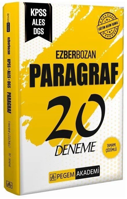 Pegem KPSS ALES DGS Paragraf Ezberbozan 20 Deneme Çözümlü Pegem Akademi Yayınları