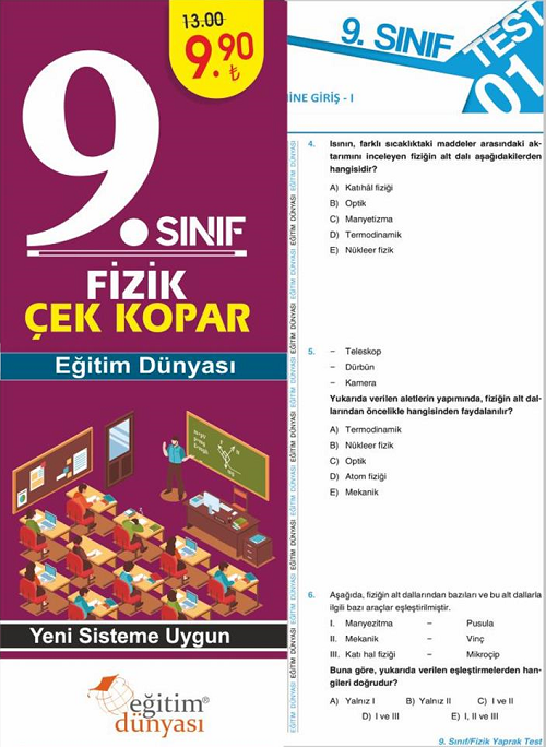 SÜPER FİYAT - Eğitim Dünyası 9. Sınıf Fizik Yaprak Test Çek Kopar Eğitim Dünyası Yayınları