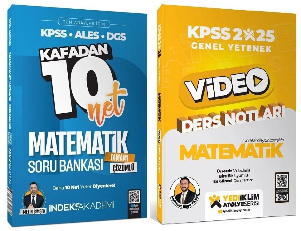 Yediiklim + İndeks 2025 KPSS Matematik Atölye Video Ders Notları + Soru Bankası 2 li Set - Mehmet Bilge Yıldız Yediiklim + İndeks Akademi Yayınları