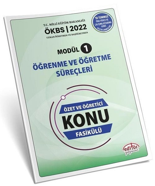 Editör 2022 MEB ÖKBS Uzman Öğretmen ve Başöğretmen Öğrenme ve Öğretme Süreçleri Özet ve Öğretici Konu Fasikülü Modül-1 Editör Yayınları