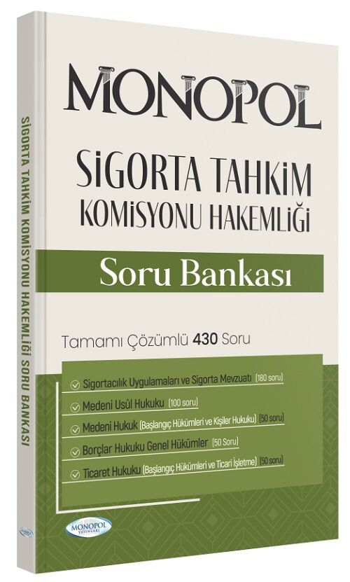 Monopol Sigorta Tahkim Komisyonu Hakemliği Soru Bankası Çözümlü Monopol Yayınları