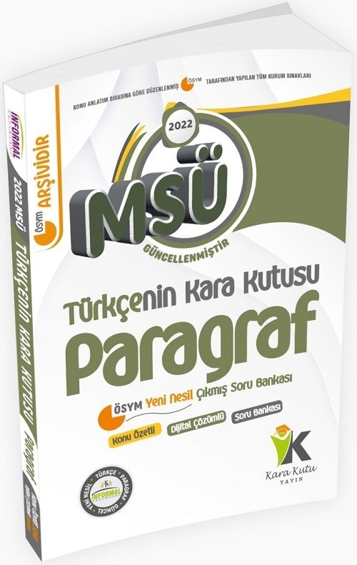 İnformal 2022 MSÜ Türkçenin Kara Kutusu Paragraf Çıkmış Sorular Soru Bankası İnformal Yayınları