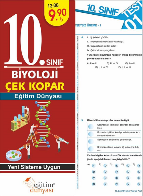 SÜPER FİYAT - Eğitim Dünyası 10. Sınıf Biyoloji Yaprak Test Çek Kopar Eğitim Dünyası Yayınları