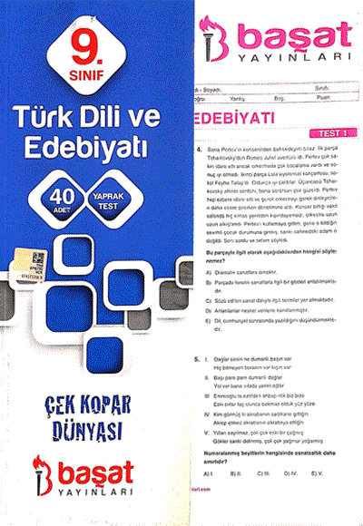 Başat 9. Sınıf Türk Dili ve Edebiyatı 40 Yaprak Test Başat Yayınları