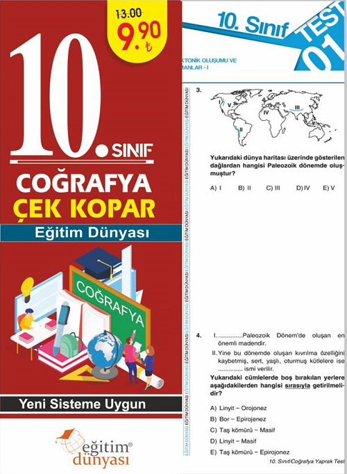 SÜPER FİYAT - Eğitim Dünyası 10. Sınıf Coğrafya Yaprak Test Çek Kopar Eğitim Dünyası Yayınları