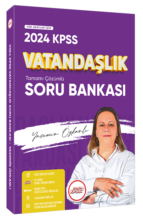 Hangi KPSS 2024 KPSS Vatandaşlık Soru Bankası Çözümlü - Yasemin Çakıraslan Özkanlı Hangi KPSS Yayınları