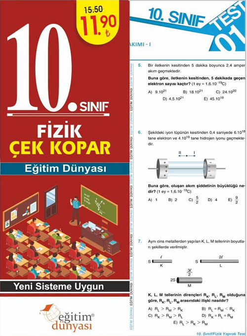 SÜPER FİYAT - Eğitim Dünyası 10. Sınıf Fizik Yaprak Test Çek Kopar Eğitim Dünyası Yayınları