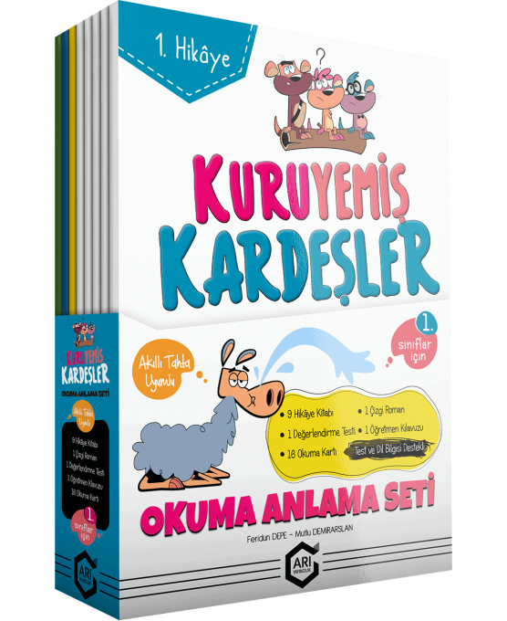 Arı Yayınları 1. Sınıf Kuruyemiş Kardeşler ile Okuma Anlama Seti Test ve Dil Bilgisi Destekli Arı Yayınları