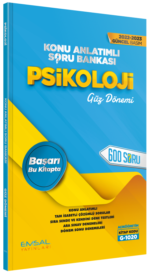 Emsal 2022-23 Açıköğretim G-1020 Güz Psikoloji Konu Anlatımlı Soru Bankası Emsal Yayınları