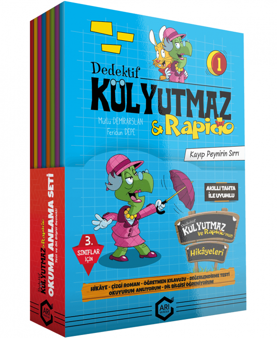 Arı Yayınları 3. Sınıf Dedektif Külyutmaz ve Rapido ile Okuma Anlama Seti Test ve Dil Bilgisi Destekli Arı Yayınları