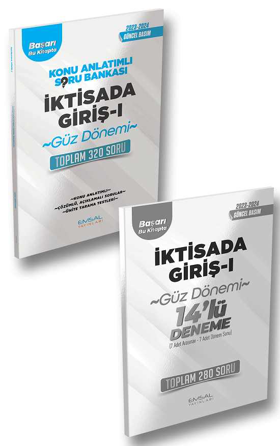 Emsal 2023-24 Açıköğretim Güz İktisada Giriş-1 Konu Anlatımlı Soru Bankası + 14 Deneme 2 li Set Emsal Yayınları