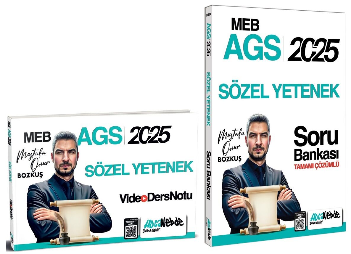 HocaWebde 2025 MEB-AGS Sözel Yetenek Video Ders Notu + Soru Bankası 2 li Set - Mustafa Onur Bozkuş HocaWebde Yayınları