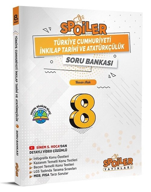 Spoiler 8. Sınıf TC İnkılap Tarihi ve Atatürkçülük Spoiler Soru Bankası Spoiler Yayınları