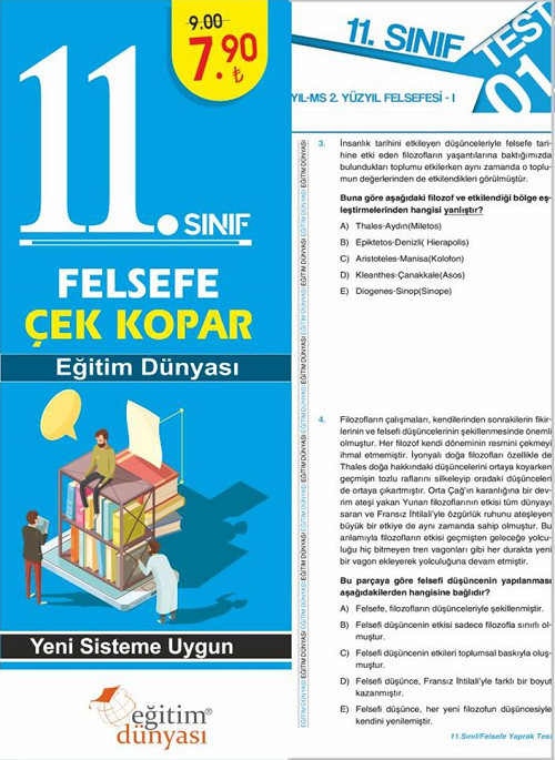 SÜPER FİYAT - Eğitim Dünyası 11. Sınıf Felsefe Yaprak Test Çek Kopar Eğitim Dünyası Yayınları