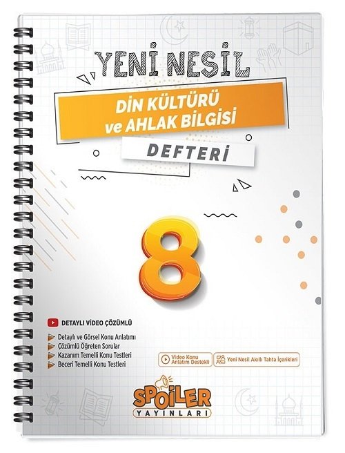 Spoiler 8. Sınıf Din Kültürü ve Ahlak Bilgisi Yeni Nesil Defteri Spoiler Yayınları