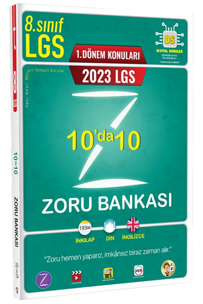 Tonguç 2023 8. Sınıf LGS 1. Dönem 10 da 10 Zoru Soru Bankası İnkılap-Din-İngilizce Tonguç Akademi