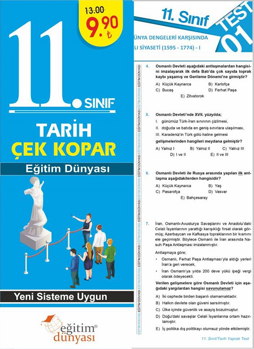 SÜPER FİYAT - Eğitim Dünyası 11. Sınıf Tarih Yaprak Test Çek Kopar Eğitim Dünyası Yayınları