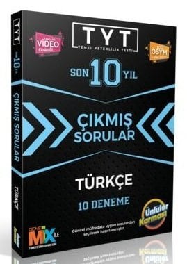 Ünlüler YKS TYT Türkçe Son 10 Yıl Çıkmış Sorular 10 Deneme Ünlüler Yayınları