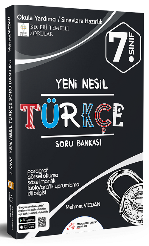 Paragrafın Şifresi 7. Sınıf Türkçe Yeni Nesil Soru Bankası - Mehmet Vicdan Paragrafın Şifresi Yayınları