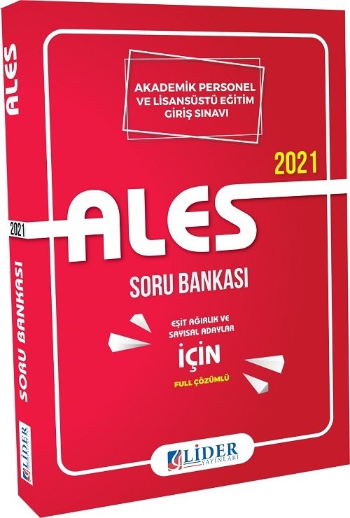 Lider 2021 ALES Soru Bankası Eşit Ağırlık Sayısal Lider Yayınları