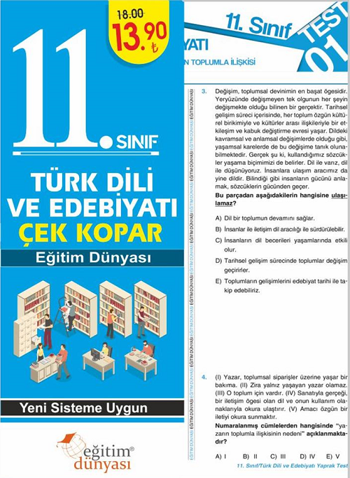 SÜPER FİYAT - Eğitim Dünyası 11. Sınıf Türk Dili ve Edebiyatı Yaprak Test Çek Kopar Eğitim Dünyası Yayınları