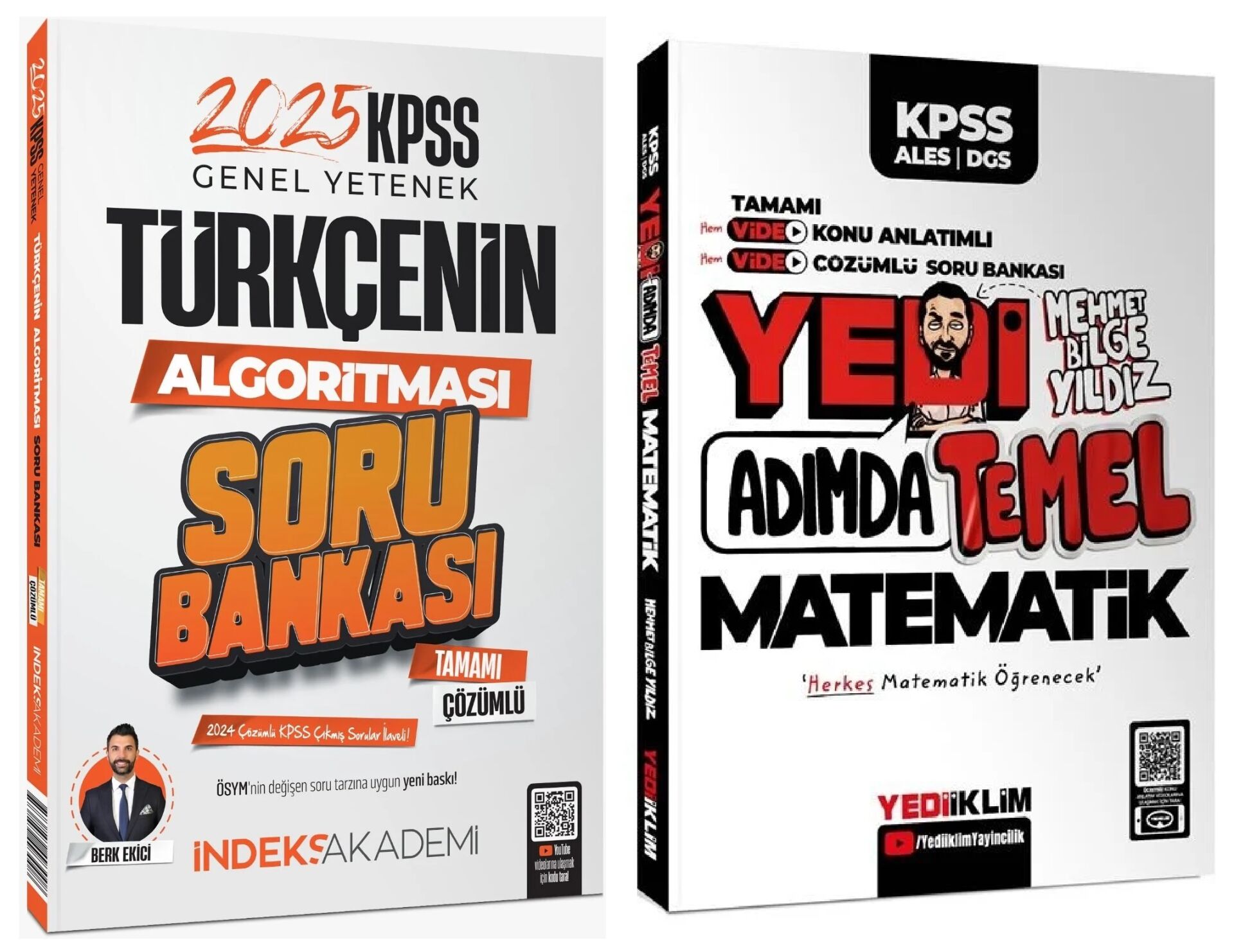 Yediiklim + İndeks 2025 KPSS 7 Yedi Adımda Temel Matematik + Türkçe Konu Anlatımlı Soru Bankası 2 li Set - Mehmet Bilge Yıldız Yediiklim + İndeks Akademi Yayınları