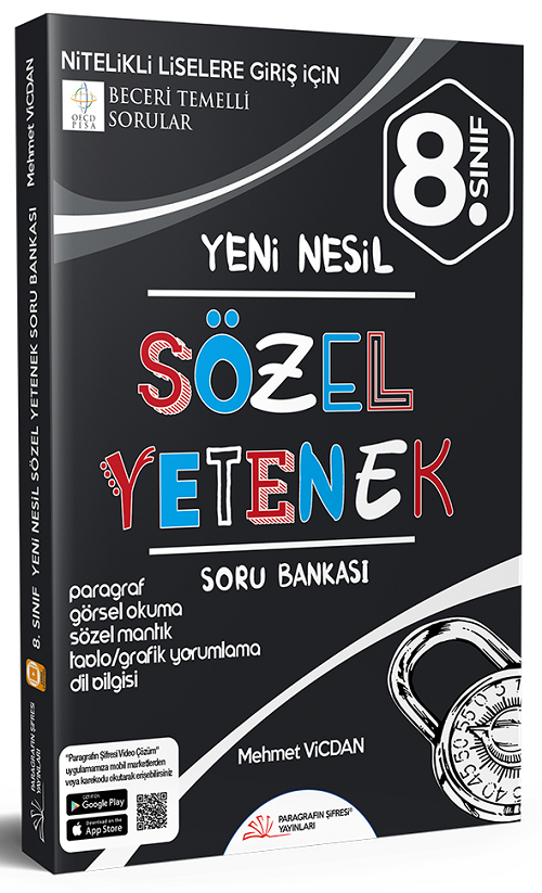 Paragrafın Şifresi 8. Sınıf Sözel Yetenek Yeni Nesil Soru Bankası - Mehmet Vicdan Paragrafın Şifresi Yayınları