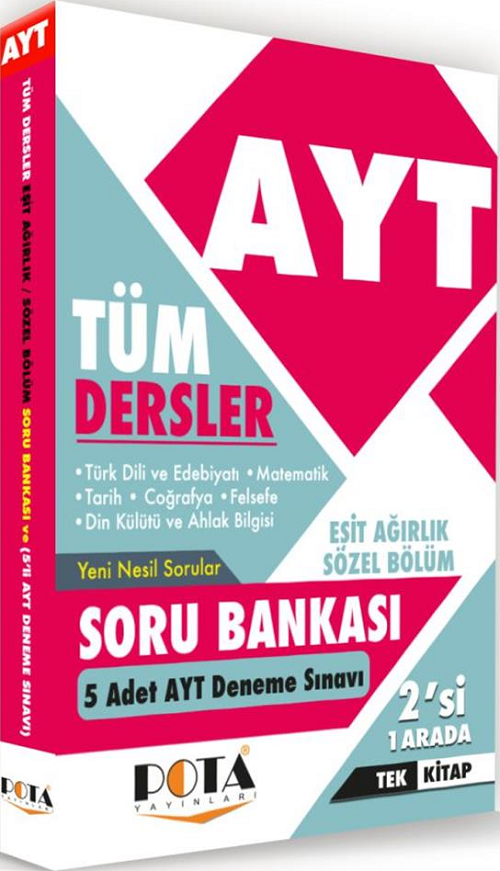 SÜPER FİYAT - Eğitim Dünyası Pota YKS AYT Eşit Ağırlık-Sözel Tüm Dersler Soru Bankası Eğitim Dünyası Pota Yayınları