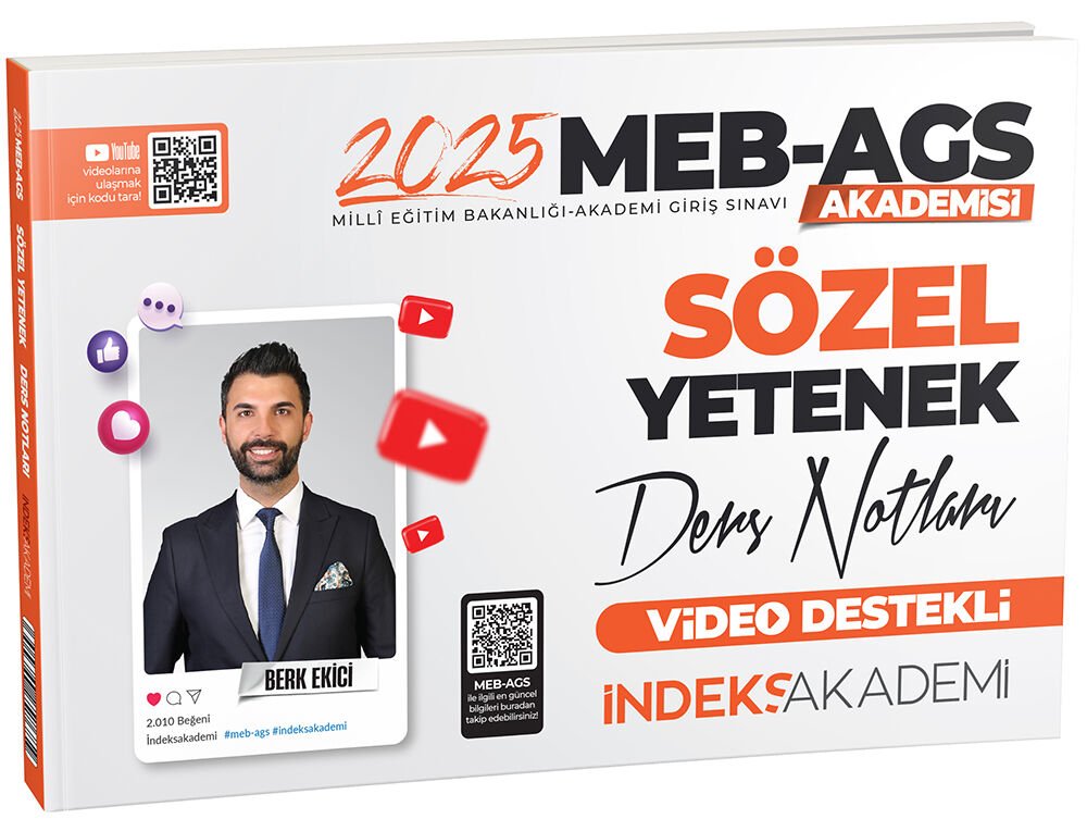 ÖN SİPARİŞ - İndeks Akademi 2025 MEB AGS Akademisi Sözel Yetenek Video Ders Notları - Berk Ekici İndeks Akademi Yayıncılık