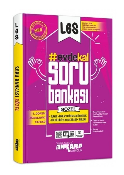 Ankara Yayıncılık LGS 1. Dönem Sözel Soru Bankası Evde Kal Video Çözümlü Ankara Yayıncılık