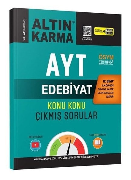 Altın Karma YKS AYT Edebiyat 12. Sınıf İlk Dönem Konu Konu Çıkmış Sorular Video Çözümlü Altın Karma Yayınları