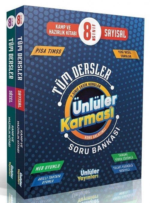 Ünlüler 8. Sınıf Tüm Dersler Sayısal-Sözel Konu Anlatımlı Soru Bankası Seti Ünlüler Karması