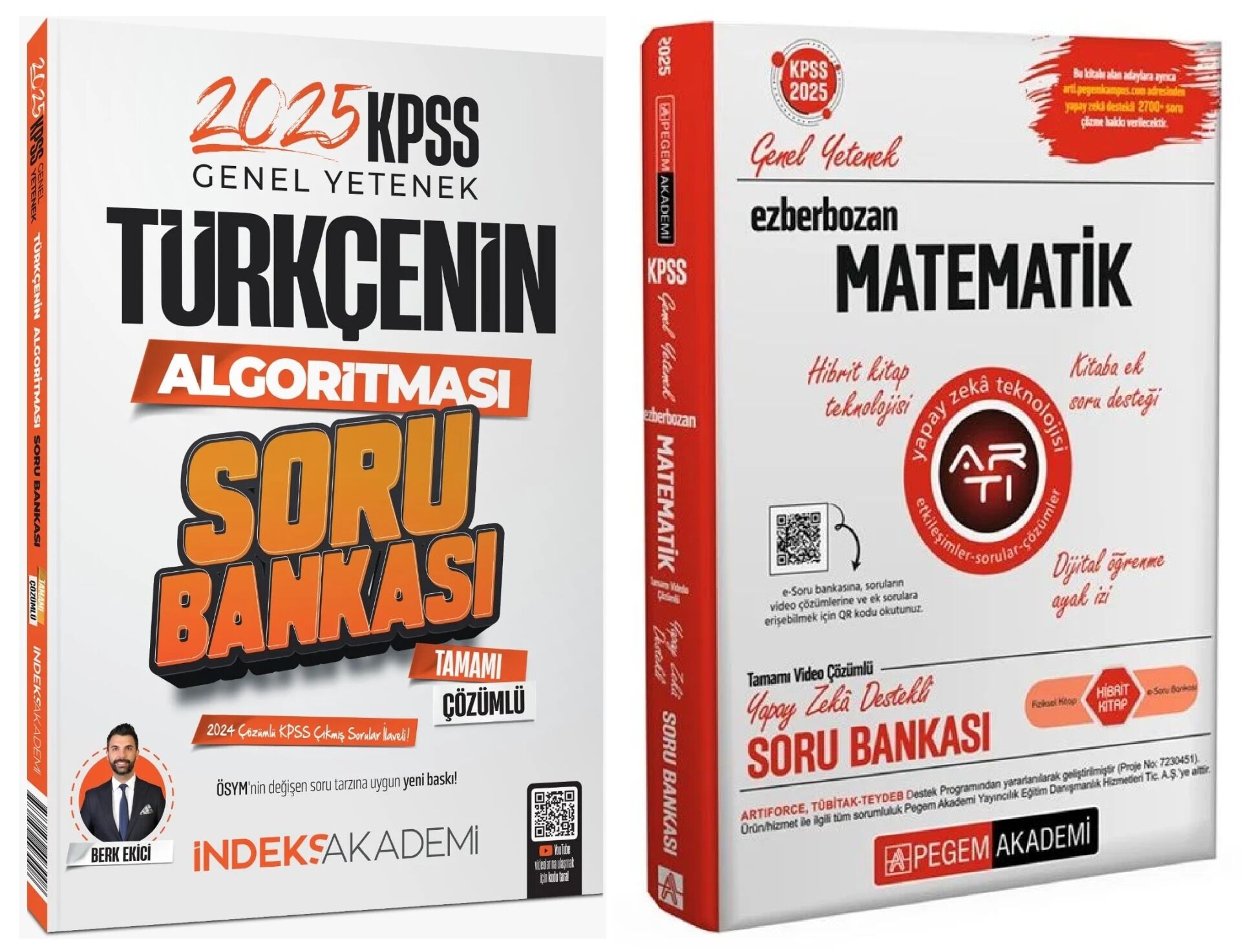 Pegem + İndeks 2025 KPSS Matematik+Türkçe Ezberbozan Soru Bankası 2 li Set Pegem + İndeks Akademi Yayınları