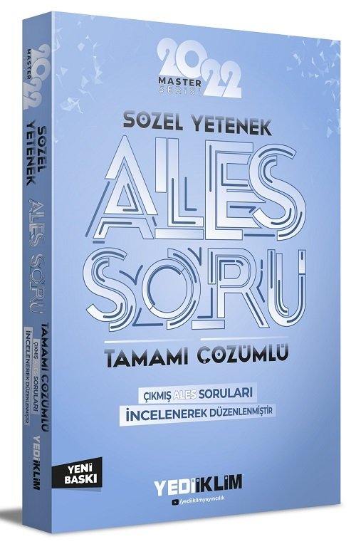 Yediiklim 2022 ALES Master Sözel Yetenek Soru Bankası Çözümlü Yediiklim Yayınları